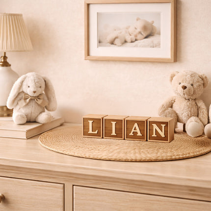 Custom Wood Name Blocks, Engraved Baby Name Sign