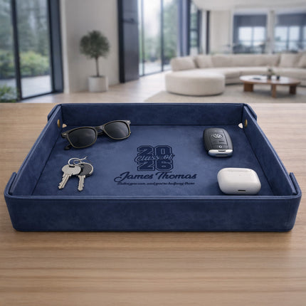 Personalized Graduation Valet Tray – Engraved Leather