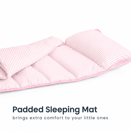 Personalized Toddler Nap Mat with Embroidered Name, Nap Mat with Pillow & Blanket, 100% Cotton