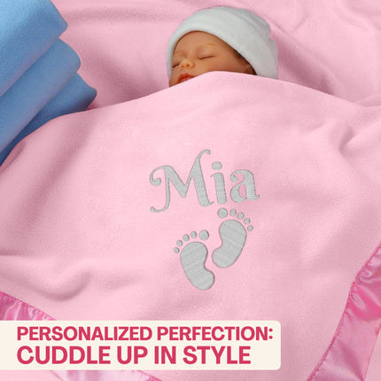 Personalized Baby Blanket with Embroidered Name  - Pink