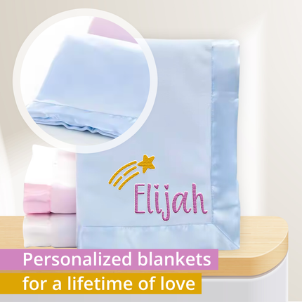 Personalized Baby Blanket with Embroidered Name  - Blue