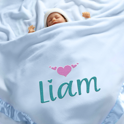 Personalized Baby Blanket with Embroidered Name  - Blue