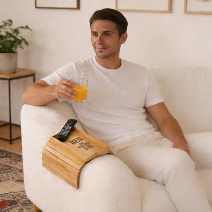 Personalized Bamboo Sofa Arm Tray Table