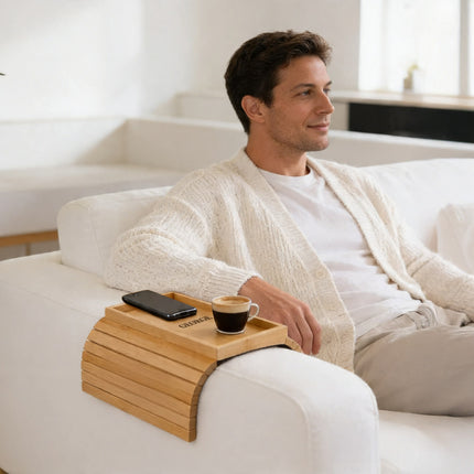 Personalized Bamboo Sofa Arm Tray Table