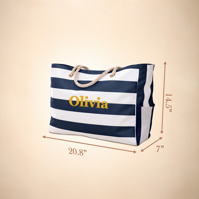 Personalized Waterproof Zipper Beach Bag for Women