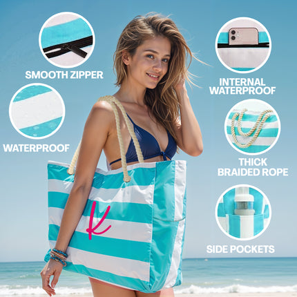 Custom Beach Tote Bag - Light Blue