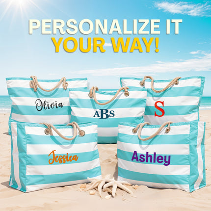 Custom Beach Tote Bag - Light Blue