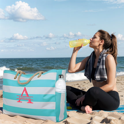 Custom Beach Tote Bag - Light Blue