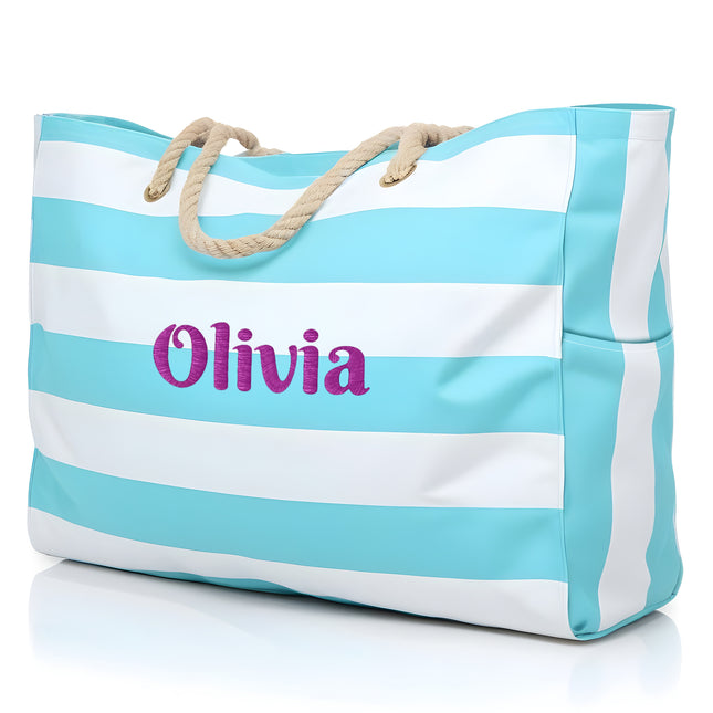 Custom Beach Tote Bag - Light Blue