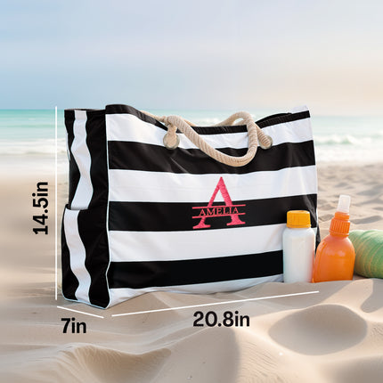 Customized Beach Tote Bag - Black