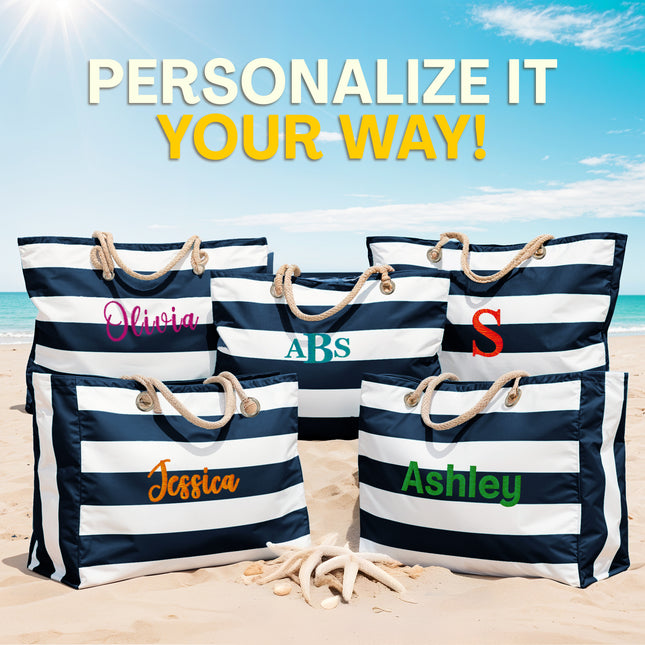 Custom Beach Tote Bag - Dark Blue