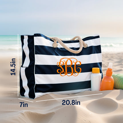 Custom Beach Tote Bag - Dark Blue