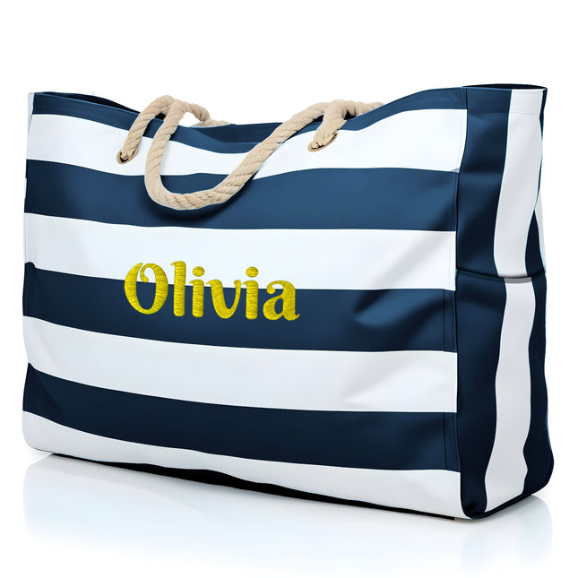Custom Beach Tote Bag - Dark Blue