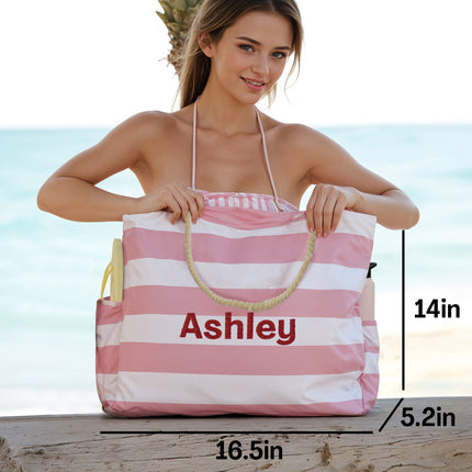 Custom Beach Tote Bag - Pink
