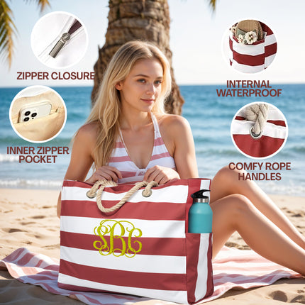 Custom Beach Tote Bag - Red