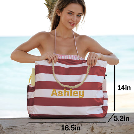 Custom Beach Tote Bag - Red