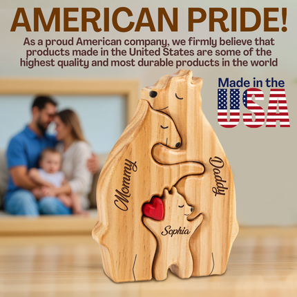 Personalized Wooden Family Bear Puzzle with Name