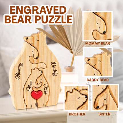 Personalized Wooden Family Bear Puzzle with Name