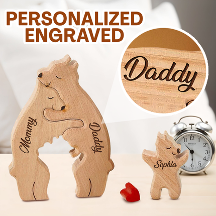 Personalized Wooden Family Bear Puzzle with Name