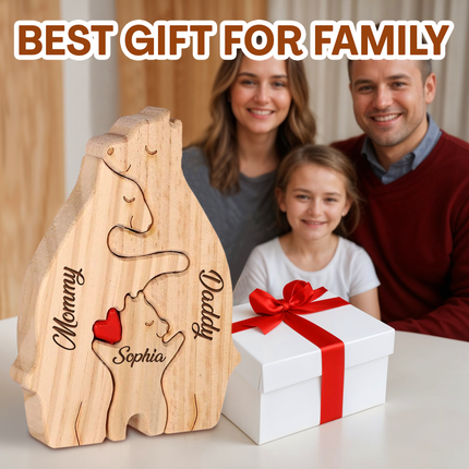 Personalized Wooden Family Bear Puzzle with Name