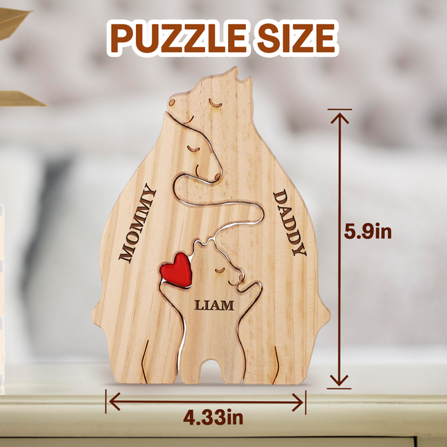 Personalized Wooden Family Bear Puzzle with Name