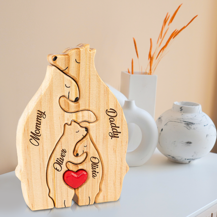 Personalized Wooden Family Bear Puzzle with Name