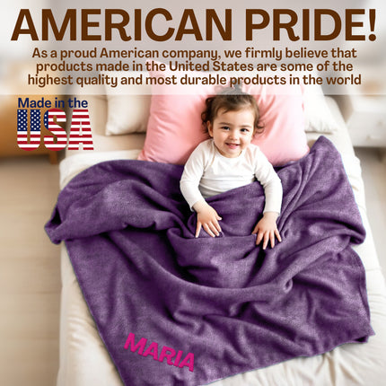 Personalized Baby Blanket with Embroidered Name - Purple