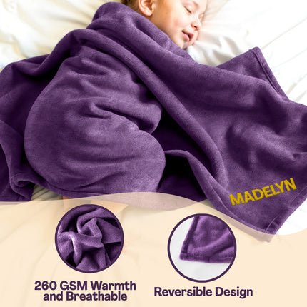 Personalized Baby Blanket with Embroidered Name - Purple