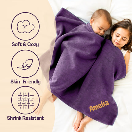 Personalized Baby Blanket with Embroidered Name - Purple