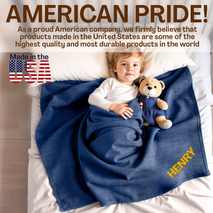 Personalized Baby Blanket with Embroidered Name - Navy Blue