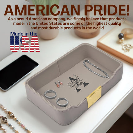 Personalized Engraved Grey Leather Tray