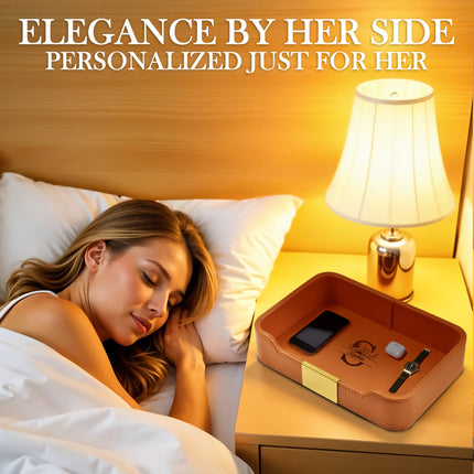 Personalized Engraved Orange Leather Tray