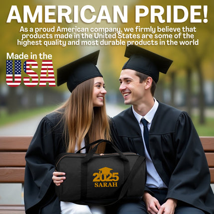 Personalized Duffle Bag with Name for Class of 2025 - Black