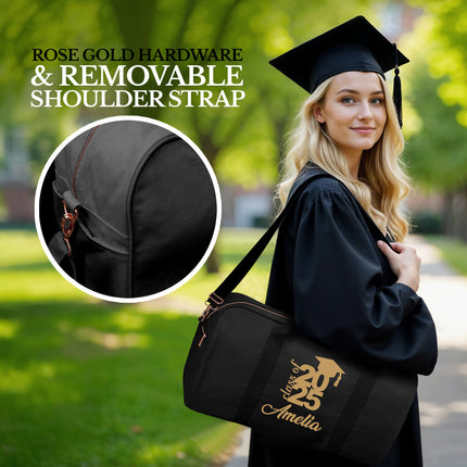 Personalized Duffle Bag with Name for Class of 2025 - Black