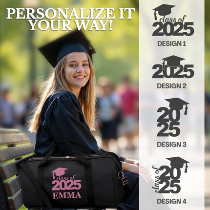 Personalized Duffle Bag with Name for Class of 2025 - Black