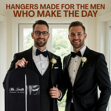 Personalized Garment bag for Groom Tuxedo - Embroidered Name Breathable Black Bag for Groomsmen with 2 Pockets for Hanging Clothes