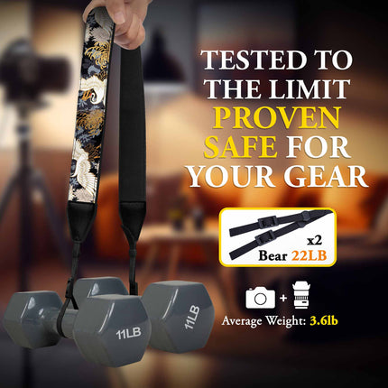 Personalized Embroidered Black Japanese Camera Strap - Camera Strap for SLR/ DSLR
