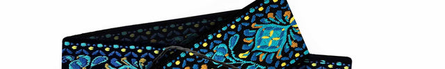 Custom Blue Woven Vintage Design Guitar Strap W/FREE BONUS- 2 Picks + Strap Locks + Strap Button