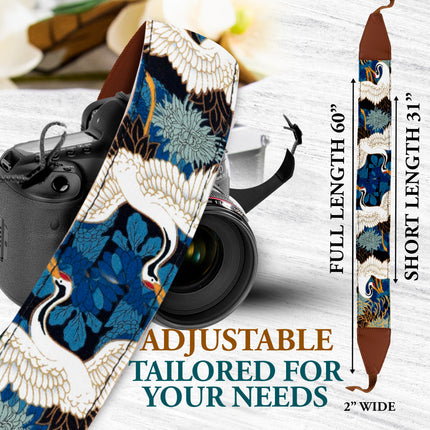 Personalized Embroidered Blue Japanese Camera Strap - Camera Strap for SLR/ DSLR