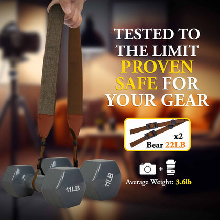 Personalized Embroidered Brown Denim Camera Strap - Camera Strap for SLR/ DSLR