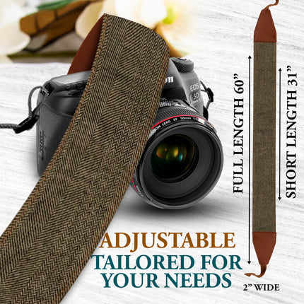 Personalized Embroidered Brown Denim Camera Strap - Camera Strap for SLR/ DSLR