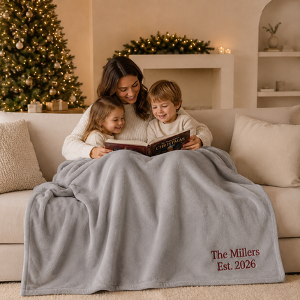 Personalized Blanket with Embroidered Name for Christmas