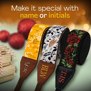 Personalized Embroidered Red Roses Camera Strap - Camera Strap for SLR/ DSLR