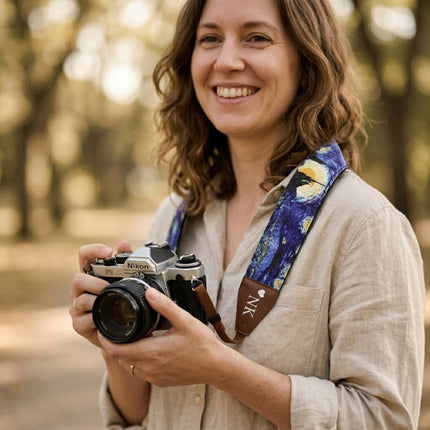 Personalized Embroidered Camera Strap - Camera Strap for SLR/ DSLR, Starry Night, Black Japanese,  Blue Japanese, Tropical Sky