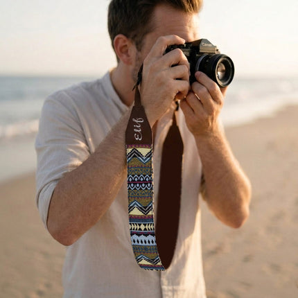 Personalized Embroidered  Camera Strap - Camera Strap for SLR/ DSLR, Brown White Flower, Multi Color, Orange White Flower