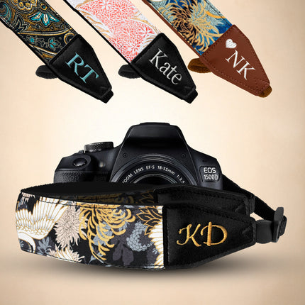 Personalized Embroidered Camera Strap - Camera Strap for SLR/ DSLR, Starry Night, Black Japanese,  Blue Japanese, Tropical Sky