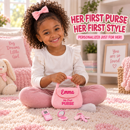 Personalized My First Purse Set with Name, Embroidered Baby's Purse Set for Baby Girl