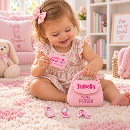 Personalized My First Purse Set with Name, Embroidered Baby's Purse Set for Baby Girl