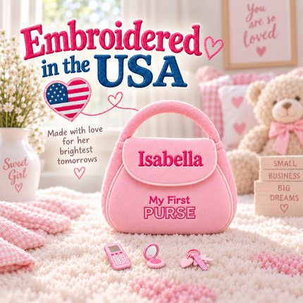 Personalized My First Purse Set with Name, Embroidered Baby's Purse Set for Baby Girl