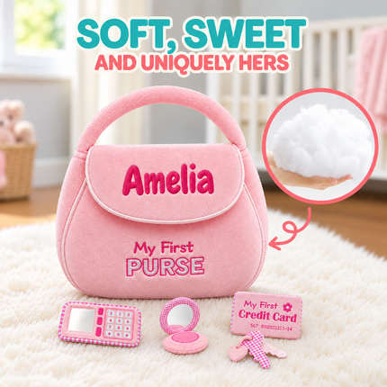 Personalized My First Purse Set with Name, Embroidered Baby's Purse Set for Baby Girl